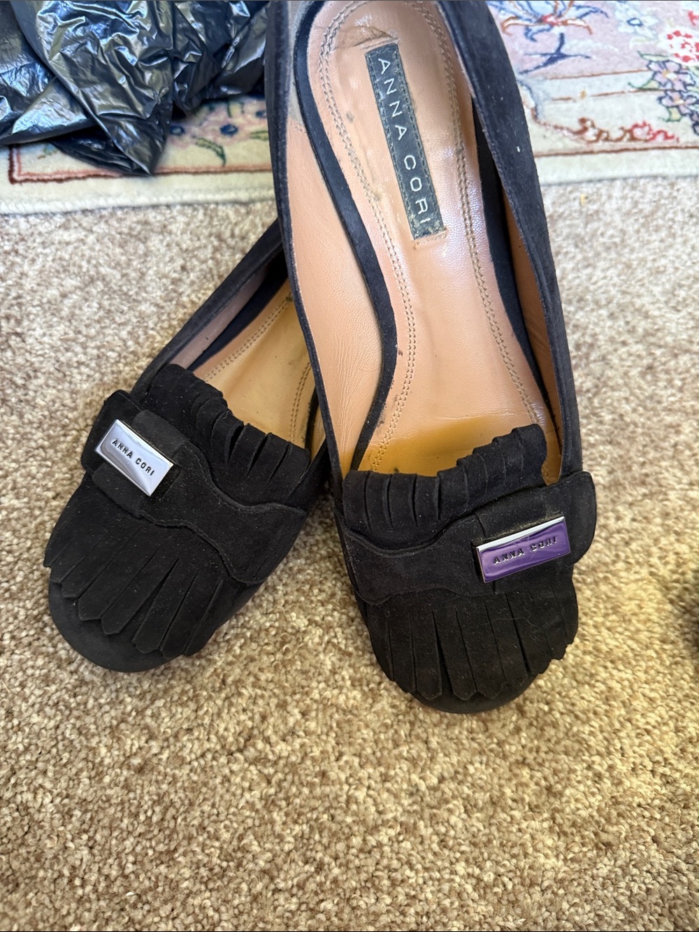 Black Suede Fringed Moccasins